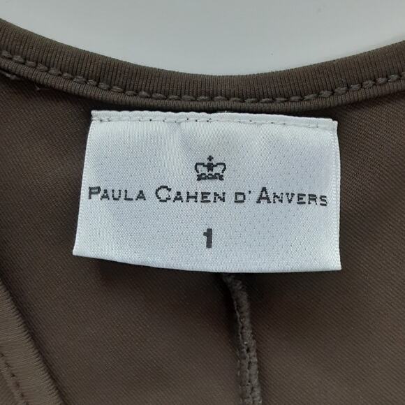 Paula Cahen D' Anvers Chocolate Brown Jersey Swing Dress Sleeveless Slip Dress - Picture 4 of 8